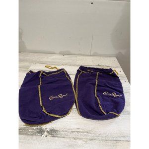 Set of two purple and gold trimmed Crown Royal bags